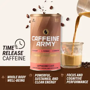 Cappuccino Flavor Functional Instant Coffee with Time-Release Caffeine, MCTs, CoQ10, L-Carnitine, L-Tyrosine, Collagen | 22 Servings | Sugar-Free, Gluten-Free, Keto-Friendly Beverage
