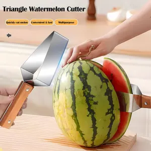 Triangle Watermelon Cutter Large Piece Watermelon Slicer Stainless Steel Summer Melon Divider Tool Watermelon Cutting Gadget Tomato Fruit Cutter Slicer for Home Kitchen Camping Picnic