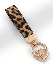 Leopard Print Zinc Alloy Car Keychain, Scratch-Resistant Wear-Resistant Fade-Proof, Unisex Hanging Decor, Multi-Scene Use