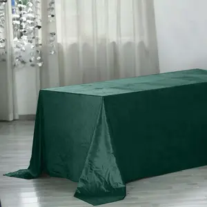Premium Velvet Rectangle Tablecloth 90"x156" Hunter Emerald Green - Soft Textured Feel Reusable Seamless Table Cover