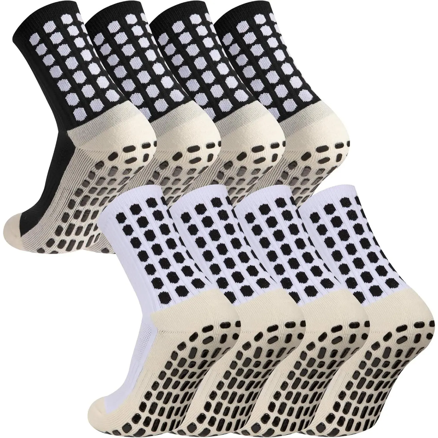 Men's Non-Slip Grip Soccer Socks with Grip Pads - Athleisure Outfits, Male Soccer Fashion, Football Fashion, Sporty Socks for Sports (2/4/6 Pairs), Sporty Sports Socks, Performance Fabric Sports Socks
