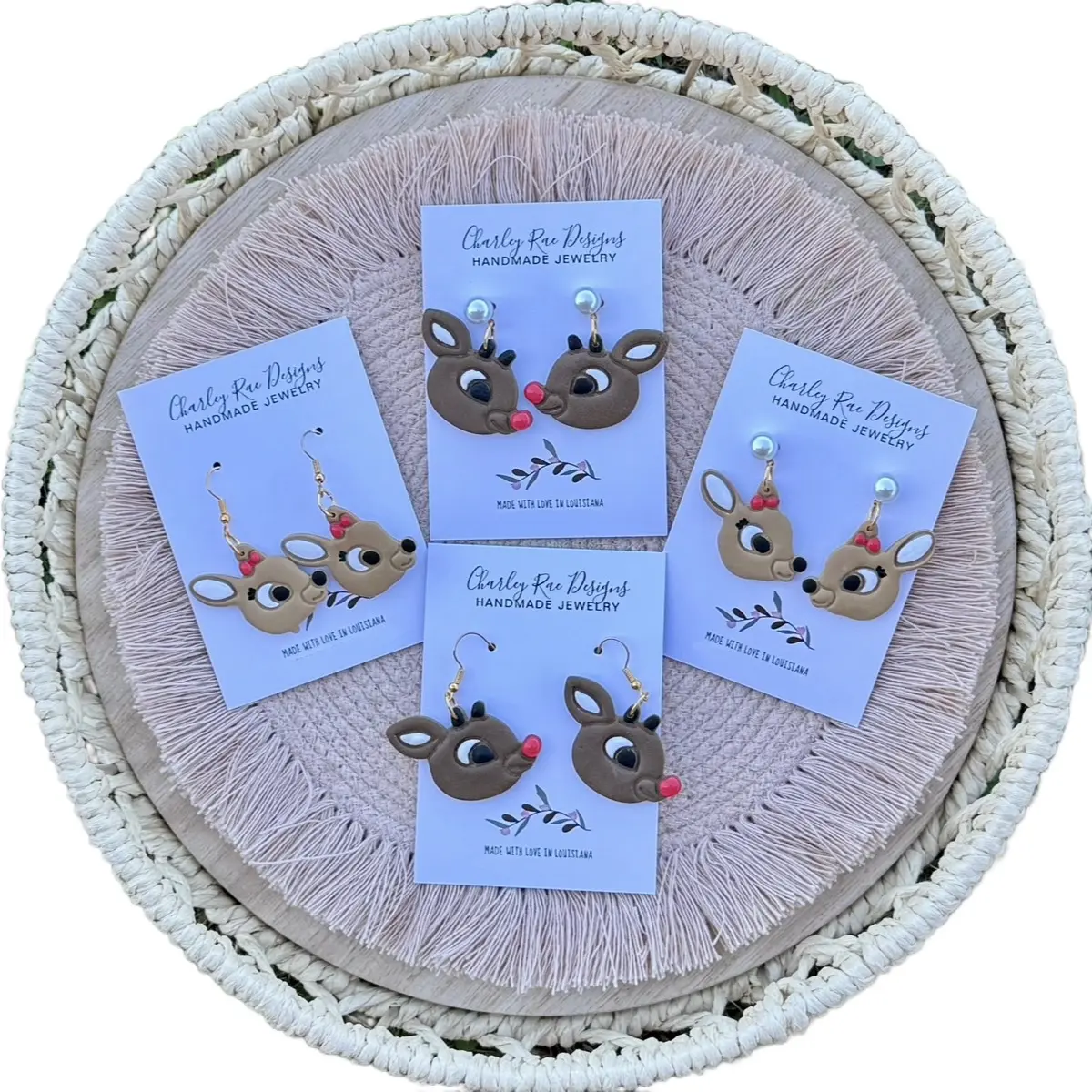 Rudolph and Clarice inspired reindeer friends dangle earrings