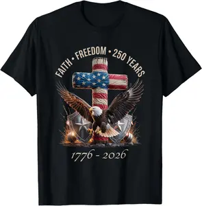 Vintage Faith Freedom 250 Years 1776-2026 Independence USA T-Shirt