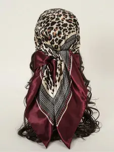 Women's Elegant Leopard Print Square Scarf, Soft Comfortable Multifunctional Scarf, Fashionable Hair Accessories for Women & Girls