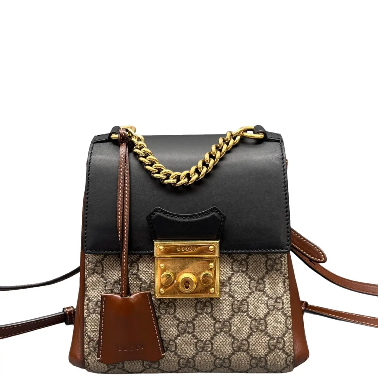 Pre-owned GUCCI Canvas Backpacks Padlock Backpack GG Supreme Monogram Black Brown (ws092926a3r) [Shanghai]