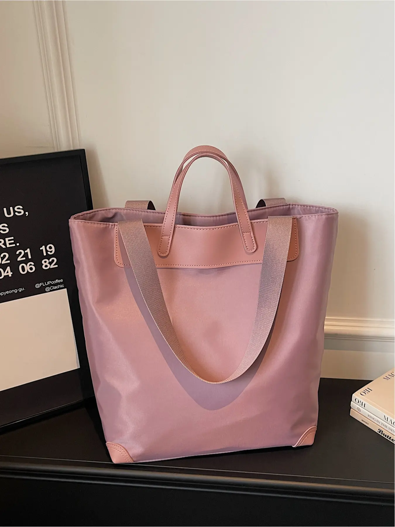 Large capacity solid color simple tote bag, fashion trend handbag shoulder bag, Casual Commuter Bag, shopping bag outdoor, Casual Trendy Bag, etc