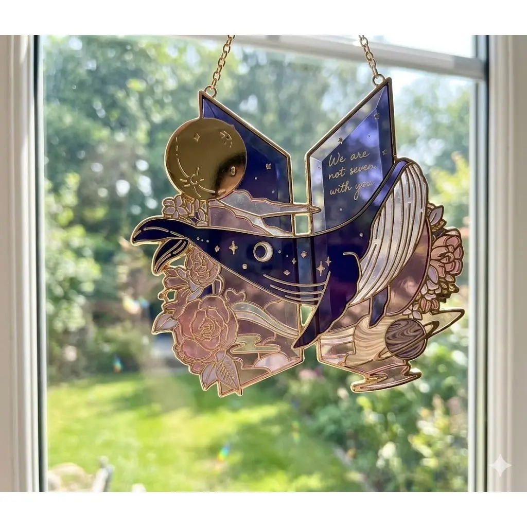 Galaxy Whale Seven Stars Suncatcher – Korean Pop Fan Art Window Hanging, Cosmic Night Light Decor, Gift for Kpop Lovers, Aesthetic Sun Catcher