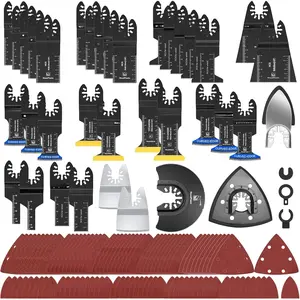 136 PCS Oscillating Tool Blade, Multi Tool Blades Kits with Sandpaper, Arc Edge & Titanium, Oscillating Saw Blades for Wood Metal, Universal Multitool Blades Fit Milwaukee, Ryobi