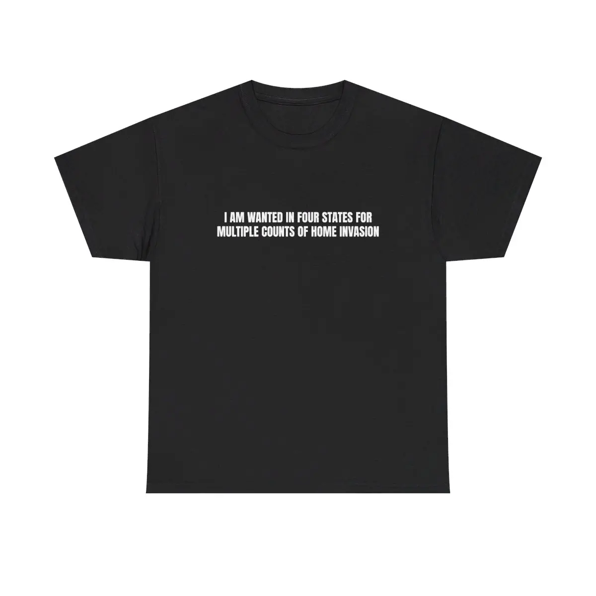 I am wanted in four states for multiple counts of home invasion TShirt- Funny Meme, Cringe TShirts, Parody Tees, Gag Gifts, Ironic Tee, Dad Jokes, College Humor, Brainrot Shirt, Stylish Unisex Heavy Cotton Shirt