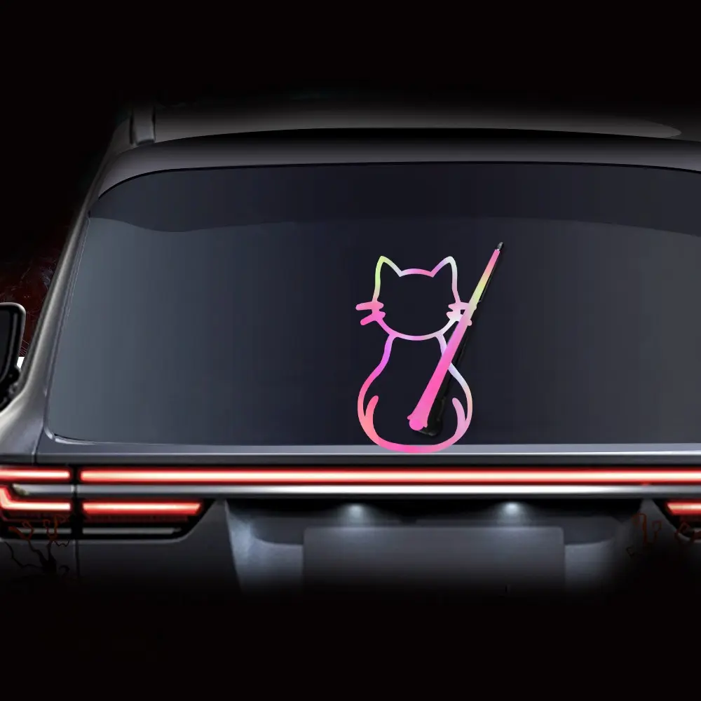 Cute Cat Rear Window Wiper Decal Waterproof Vinyl Cartoon Animal ...