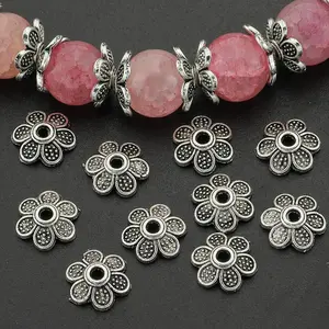 20pcs Daisy Flower Bases with Golden Cap Beads, Tibetan Style Bead End Caps, Golden Accessory End Caps, Bead Cap Flower Frame Connectors, Pendant Bracelet Tassel Caps, Loose Bead Spacers, Beaded Tassel Charms