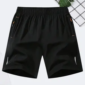 Men's casual summer shorts with a simple, lightweight design. Features letter print detail, drawstring waist, quick dry fabric with slight stretch, and zippered pockets. Perfect for gym workouts, training, or outdoor activities.