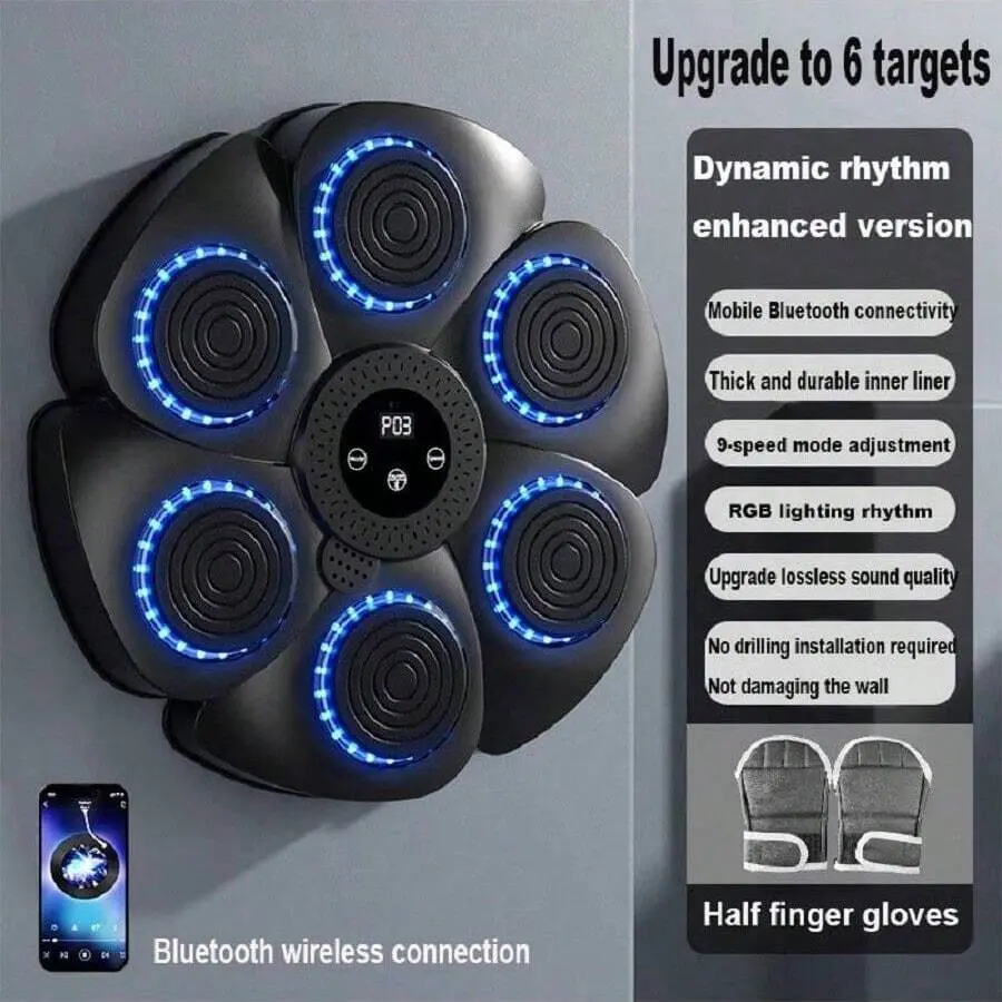 1pc Portable Smart Music Boxing Punch Target, Bluetooth Smart Boxing Training Pad, Wall-Mounted Electronic Boxing Practice Mat For Home Workout,With Children's boxing gloves and adult boxing gloves