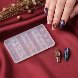 Floral Nail Art Silicone Molds, Sunflower Tulip Butterfly, Elegant Fairy Style, Easy to Demold, Reusable, DIY Manicure at Home