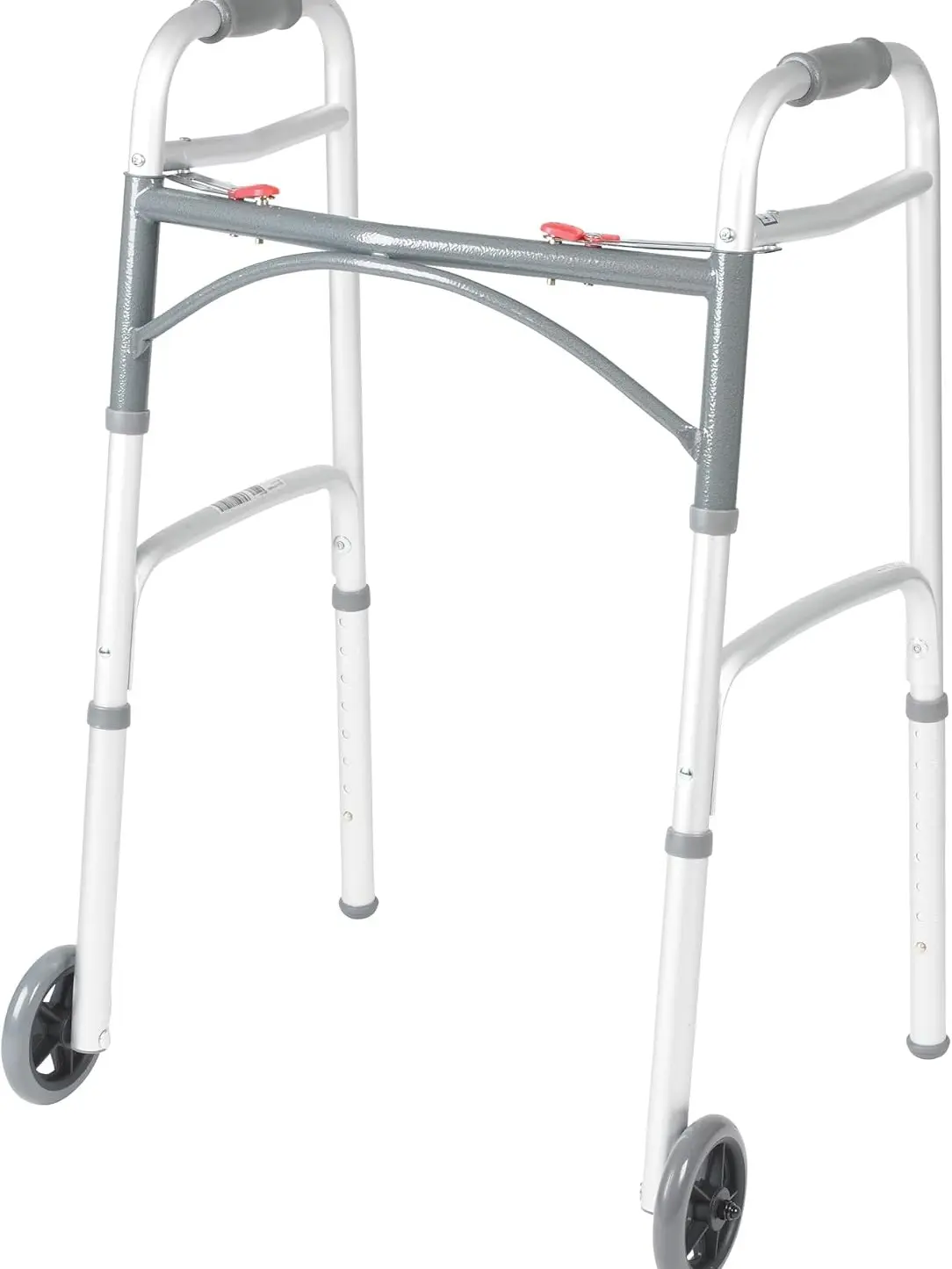 Two-Button Folding Walker with Wheels, Height Adjustable