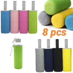 8 Pieces Neoprene Water Bottle Sleeve 12oz - 18 oz Insulated Collapsible Drink Bottle Covers Carrier, Multi-color