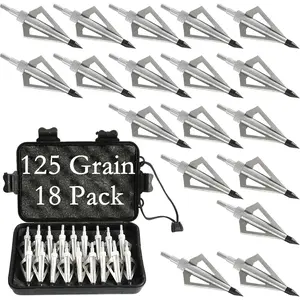 12 Pack Hunting Broadheads with Storage Case, 100/125 Grain Archery Broadheads, 3 Blade Archery Arrows Hunting Points Metal Tips Compatible with Crossbow and Compound Bow