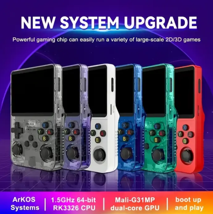 Upgraded 3.0 R36S Retro Handheld Video Game Console with Linux System, 3.5in IPS Screen, 3000mAh Battery, 32G+64G TF Card Games Loaded, Protection Feature, Rechargeable Christmas Holiday Gift