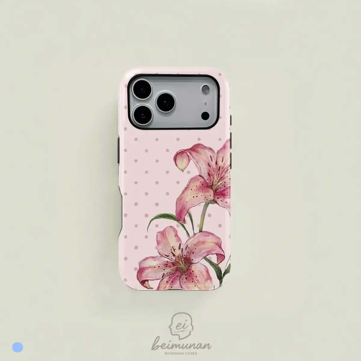 Personalized Polka Dot Watercolor Hand-Painted Lily Phone Case - Local 2-in-1 Durable Protective Accessories, -Compatible, Fits iPhone 11-17 Max Pro, Galaxy S23-S26 Plus Ultra FE