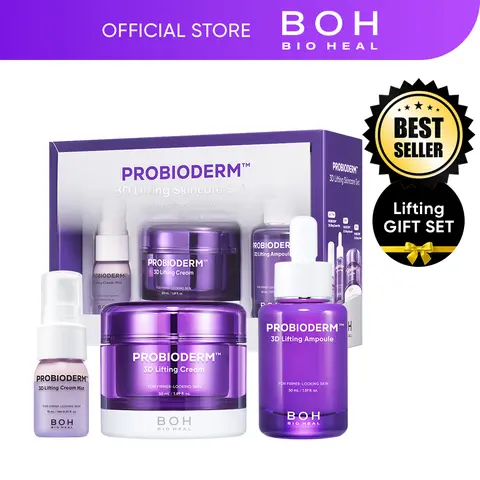 BIOHEAL BOH Probioderm 3D Lifting Skincare Set | Korean Night Cream, Serum & Face Mist for Lifting & Firming | Perfect Anti-Aging Routine for Dry, Dull, Saggy Skin | Mother’s Day Gift