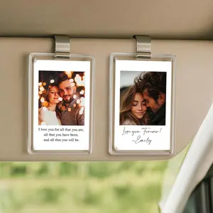 3mm Acrylic Personalized Car Visor Photo Clip - Multi-Mount Display with Adhesive Tape, Romantic Long-Distance Keepsake, Aesthetic Car Interior Decoration Accessory