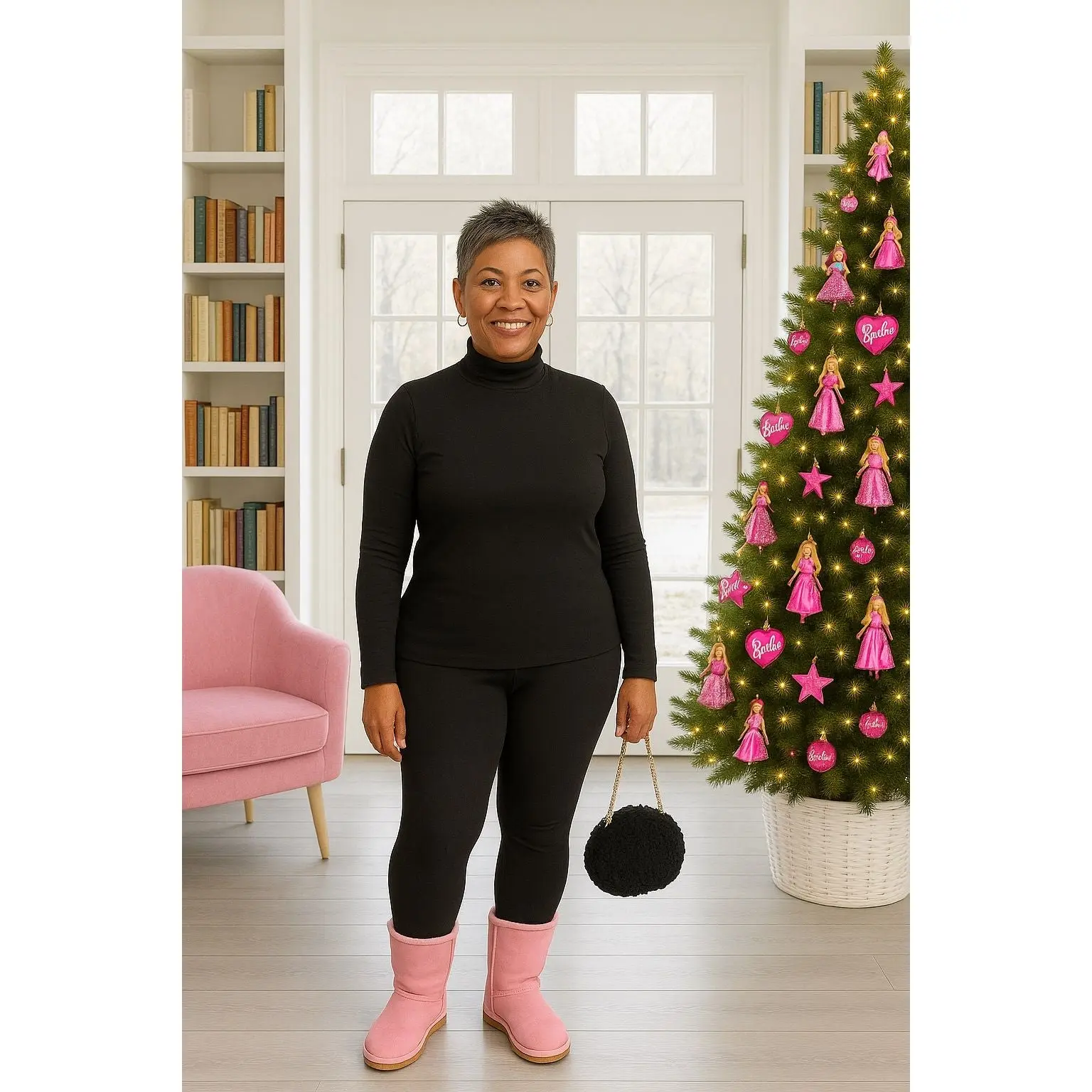 Black Microfiber Turtleneck & Legging Set