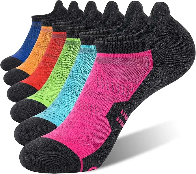 CS Women's Ankle Running Socks Cushioned Low Cut Tab Athletic Socks 6 Pack