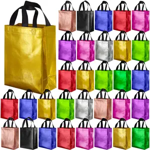 BLEWINDZ 100 Medium Reusable Gift Bags with Handles - Ideal Party Favors & Shopping Bags ten Colors