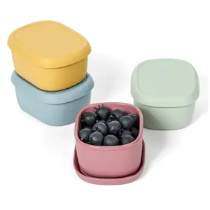 4Pcs 7 oz Silicone Snack Containers for Teenagers Small Food Containers with Lids, Fruit Container for Lunch, Stackable Lunch Container for Teenagers, Daycare, School and Travel - Home Improvement.
