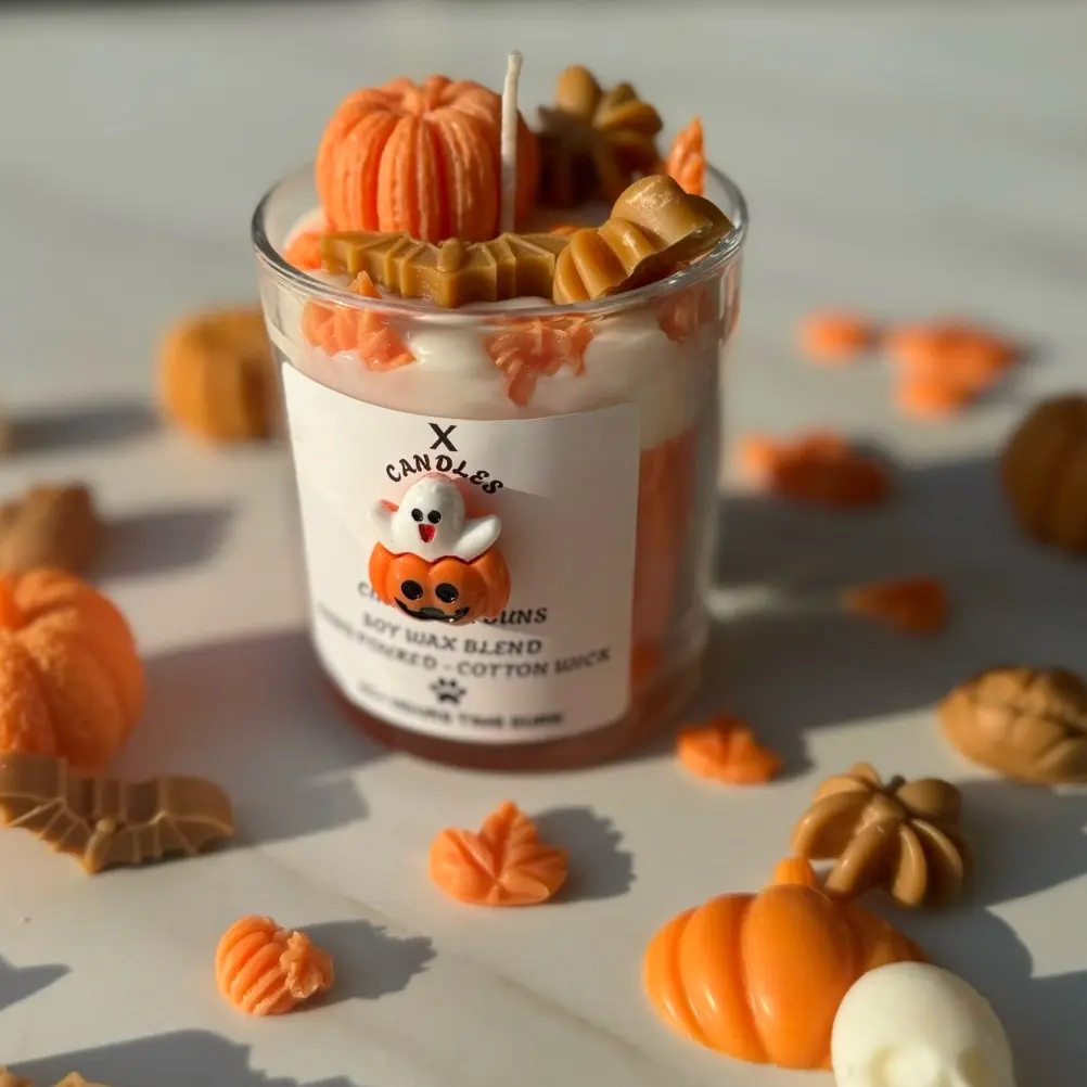 Cinnamon Buns Halloween Pumpkin Soy Wax Candle - Perfect for any holidays - Ornaments, Freshener, Decoration Cozy Gift Scent