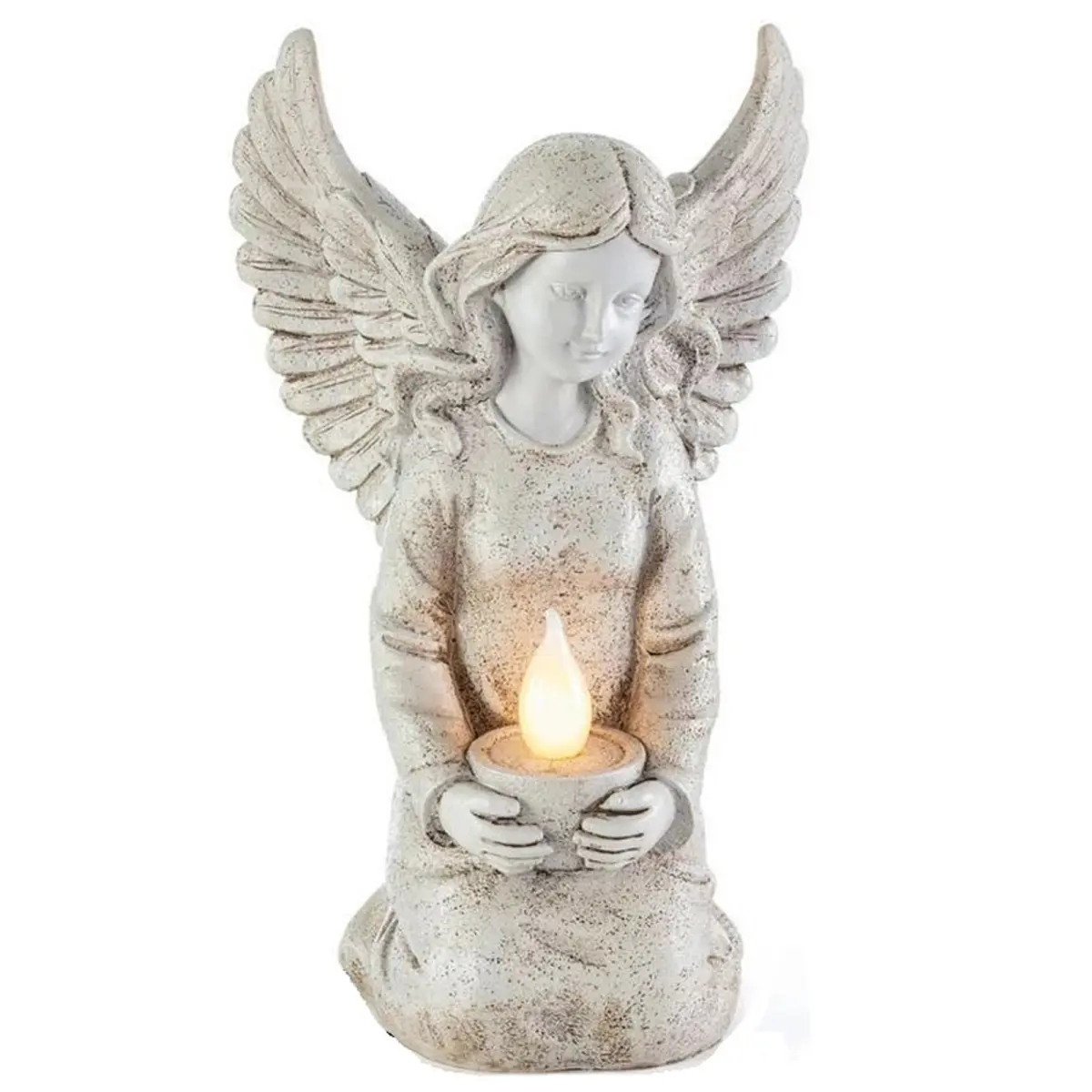 Santas Workshop 33079 8.7 in. Solar Kneeling Angel Garden Statue