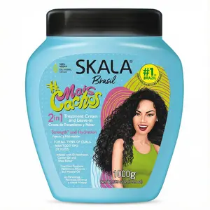 Skala Brasil Mais Cachos Curly Hair Cream 2-in-1 Treatment & Leave-In 1000g Vegan D-Panthenol for Curly Coily Transitioning Hair