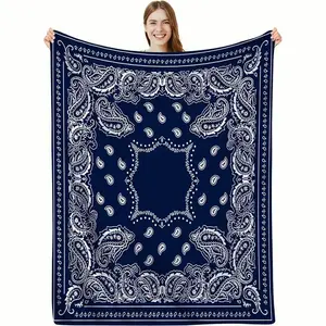 A blue pattern design luxury flannel blanket suitable for home, bedroom, sofa, travel, home, high-end gifts, great gifts! Ultra-light, soft, warm suede cover blanket, 100% polyester material, no pilling and no fading. Lightweight Blanket