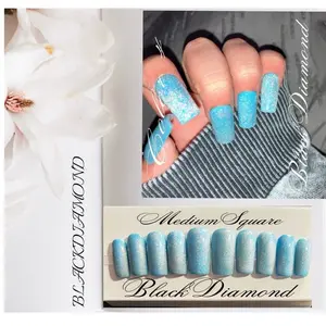 Light Blue Rainbow Cateye 10 PCS Handmade Acrylic Press-On Fake Nails with Glossy Finish, Customizable Lengths, and Various Shapes