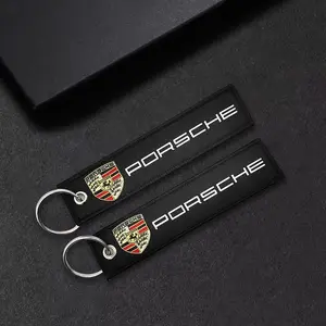 Porsche Embroidered Style Car Keychain, Keyring for Porsche Panamera Cayman Boxster Cayenne Macan Gts Taycan Turbo, Stylish Accessory