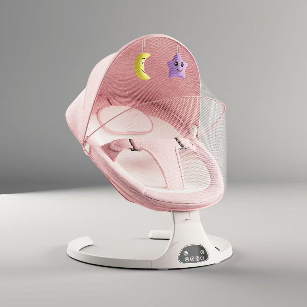 5-speed adjustable baby electric swing, portable anti-recline newborn rocking chair