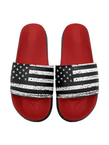 Men's American Flag Print Slides, Lightweight Comfortable Durable Slides, Casual Soft Slippers for Indoor Outdoor Beach for Men, Flipflop