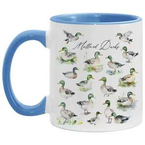 Retro Mallard Duck Ceramic Accent Coffee Cup - 11oz Reusable Mountain Drinkware Mug, Gift for Husband from Wife (Hunting Season Themed)