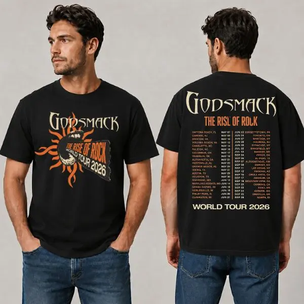 Godsmack The Rise of Rock Tour 2026 T-Shirt & Hoodie, Rock Band Graphic Tee, Vintage Concert Shirt, Music Fan Gift for Men Women