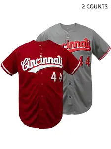 Men's Baseball Jerseys Button Down Jersey Breathable V-Neck Baseball Shirt 90s Hip Hop Short Sleeves Stitched All-Season Sports Top for Casual Wear, Outdoor Activities, and Parties, Party Attire, Durable Fabric