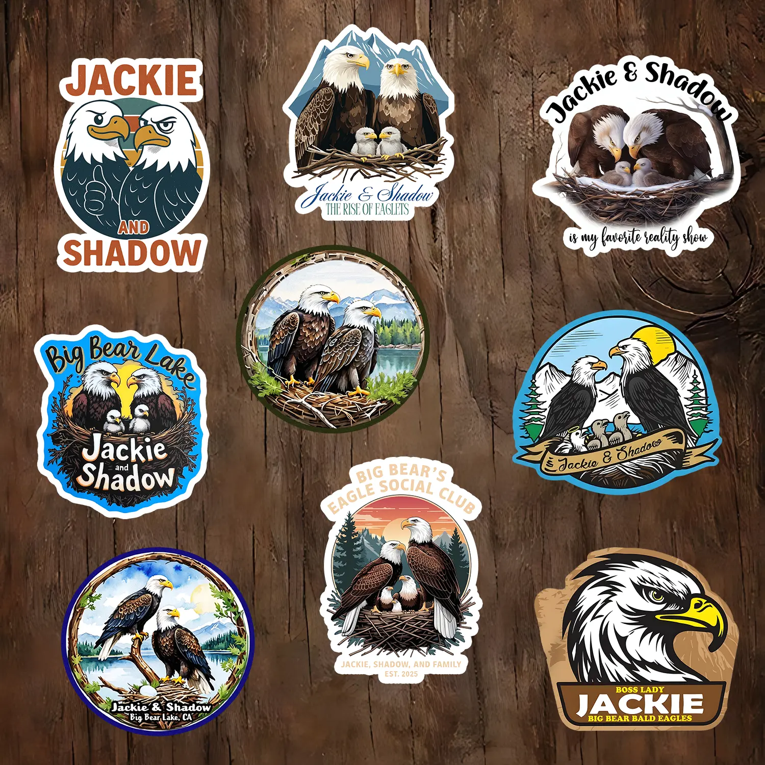 Jackie and Shadow Eagles Sticker, Big Bear Lake California Sticker Die Cut