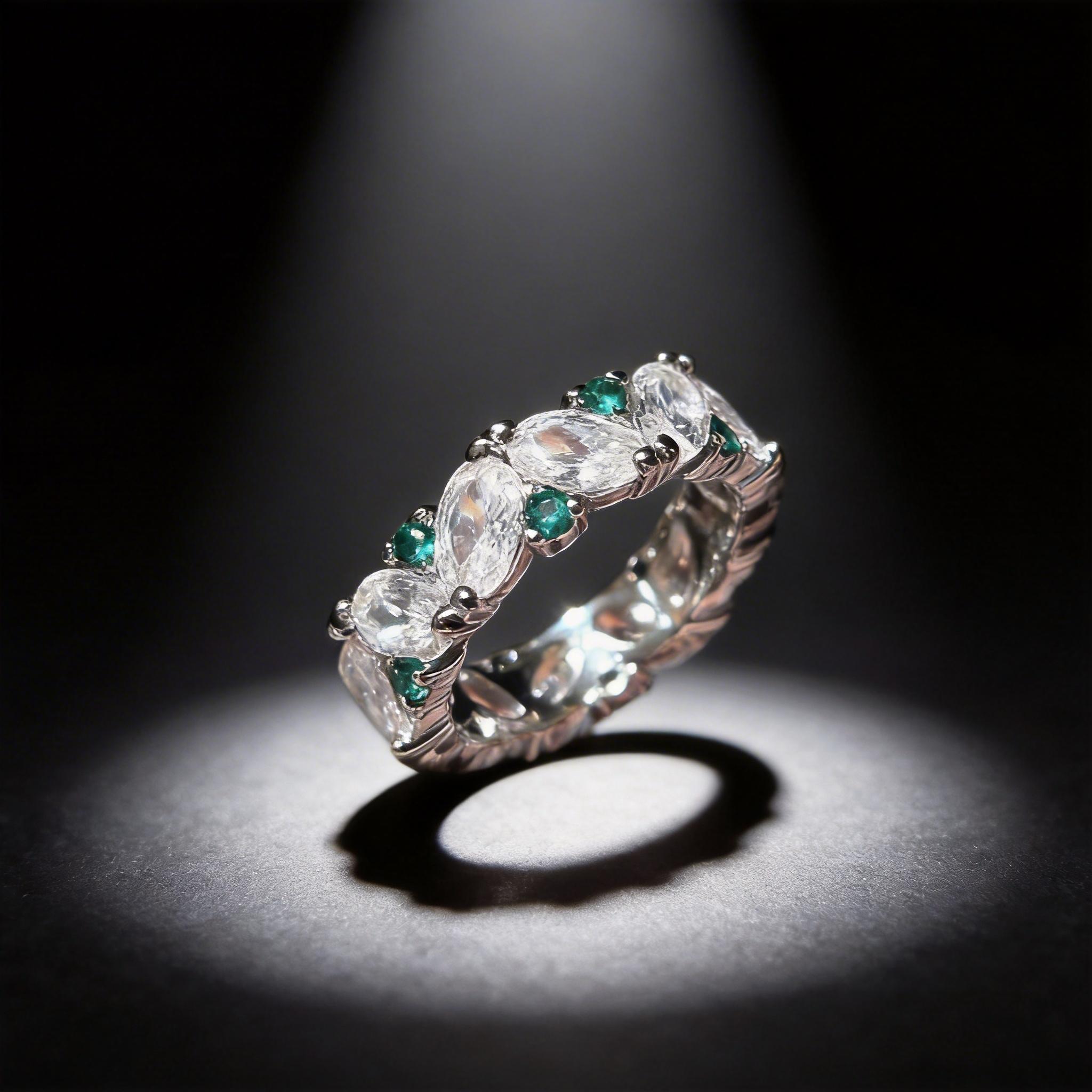 Hypoallergenic Marquise Emerald Eternity Ring for Sensitive Skin, Sparkling CZ Stackable Band, Safe Gift for Women with Allergies, Comfortable for All-Day Wear, Daily & Formal Occasions