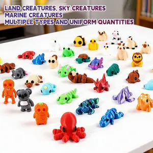New 3D printed animal model toy set, Collectible figure, 20/40/60PCS, flexible and movable, collectible, desktop or bookshelf decoration, stress-relieving ornaments, movable joints, home and office decoration, handmade gift for kids, teens & adults