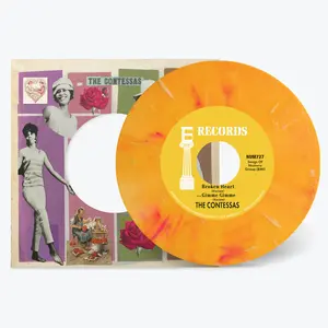 The Contessas - Broken Heart B/w Gimme Gimme - Peach/white Marble  [7-INCH SINGLE VINYL RECORD] Colored Vinyl, Peach, White