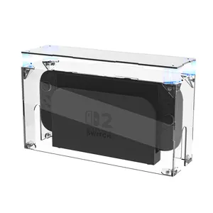 PlayVital Clear Acrylic Dustproof Cover for Nintendo Switch 2 | Magnetic Ventilation Top, Tool-Free Installation, Transparent Display Box for Switch 2 Dock Mode