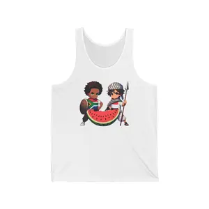 South Africa and Yemen with Palestine Unisex Jersey Tank Cotton Fabric Tank Top Casual