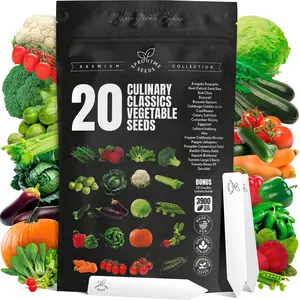 20 Vegetable Seeds For Planting Indoor Outdoor Variety Pack Home Garden Starter Kit Plant Marker 3900+ Non-GMO Heirloom Broccoli Cabbage Zucchini Cauliflower Pumpkin Celery Pea Cucumber Tomato Arugula