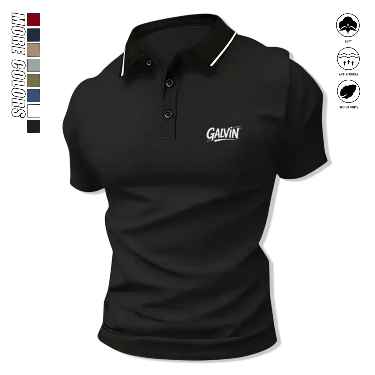 Men’s casual short-sleeve shirt with stylish print, trendy golf apparel, men’s outdoor sports polo shirt