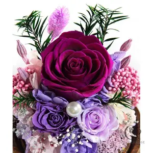 Flowers for Delivery Preserved Purple Rose Bouquet with Vase Lasts 3-5 Years Real Forever Gift for Mom Birthday Thanksgiving Christmas Women Grandma Wife Friends Her 13x8.27x4.92inch