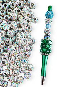 Creative Silver Color Rhinestone Ball DIY Gift, Handmade Beaded Pen Chain Keychain, Indoor Decoration Car Hanging Ornament, Bead Assortment, DIY Jewelry Making